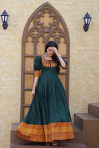 Jyoti Fashion Women's Green Silk Jacquard Weaving Festive Anarkali Dress | Grocsy