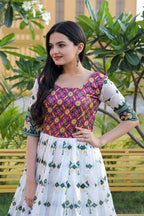 Jyoti Fashion Women's Multicolor Patola Silk Jacquard Weaving Work Anarkali Dress | Grocsy