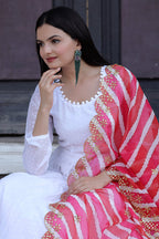 Jyoti Fashion Women's White Georgette Butti work Partywear Anarkali Dress with Dupatta | Grocsy