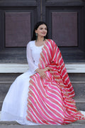Jyoti Fashion Women's White Georgette Butti work Partywear Anarkali Dress with Dupatta | Grocsy