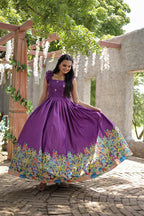 Jyoti Fashion Women's Wine Dola Silk Printed Festive Designer Anarkali Dress | Grocsy