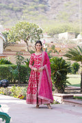 Jyoti Fashion Women's Pink Viscose Jacquard with Sequins Embroidered Anarkali Dress with Dupatta | Grocsy