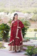 Jyoti Fashion Women's Maroon Faux Blooming Sequins Thread Embroidered Anarkali Dress with Dupatta | Grocsy