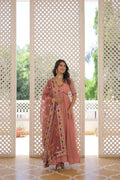 Jyoti Fashion Women's Peach Faux Georgette Sequins Zari Embroidered Anarkali Dress with Dupatta | Grocsy