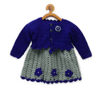 ChutPut Hand knitted Crochet Princess Wool Dress For Baby Girls - Blue | Grocsy