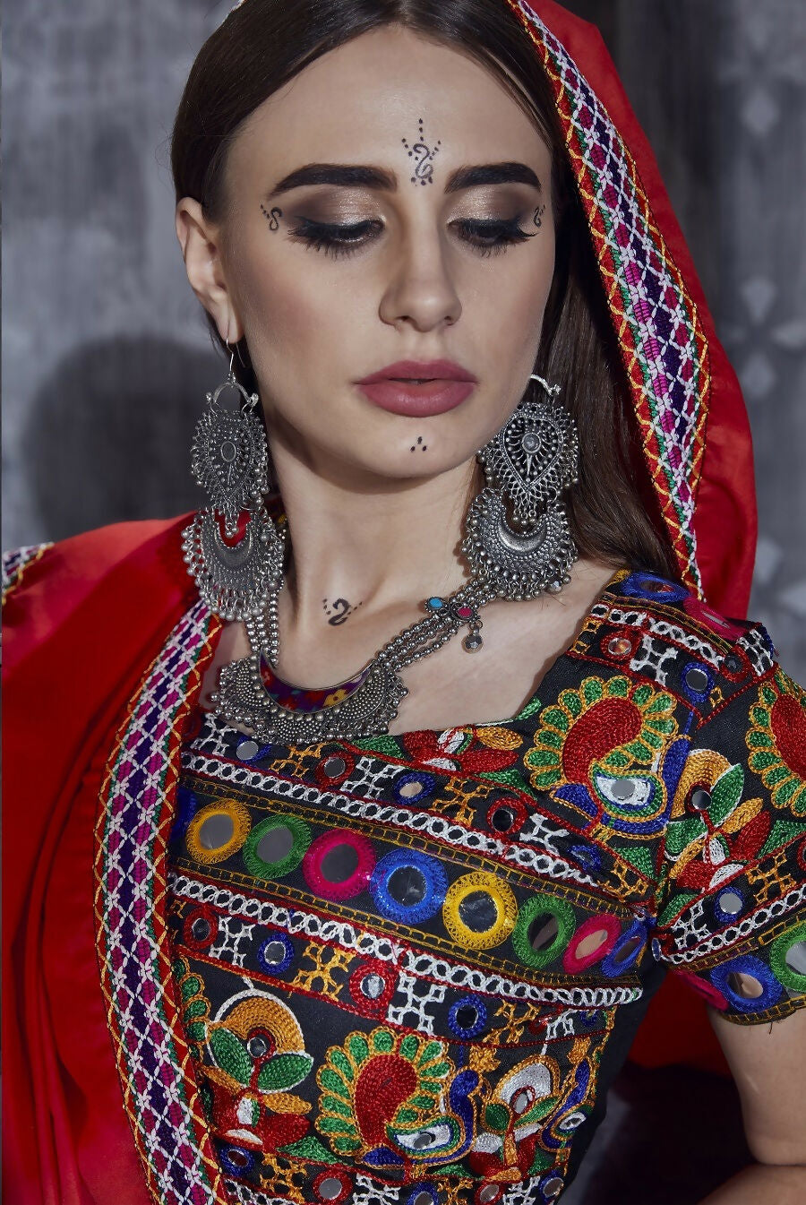 AI Fashion Black Art Silk Designer Navratri Lehenga Choli Collection | Grocsy
