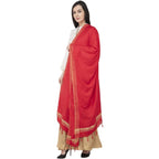 A R Silk Golden Border Regular Dupatta Red Color Dupatta or Chunni | Grocsy