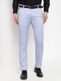 Jainish Men's Blue Tapered Fit Formal Trousers | Grocsy