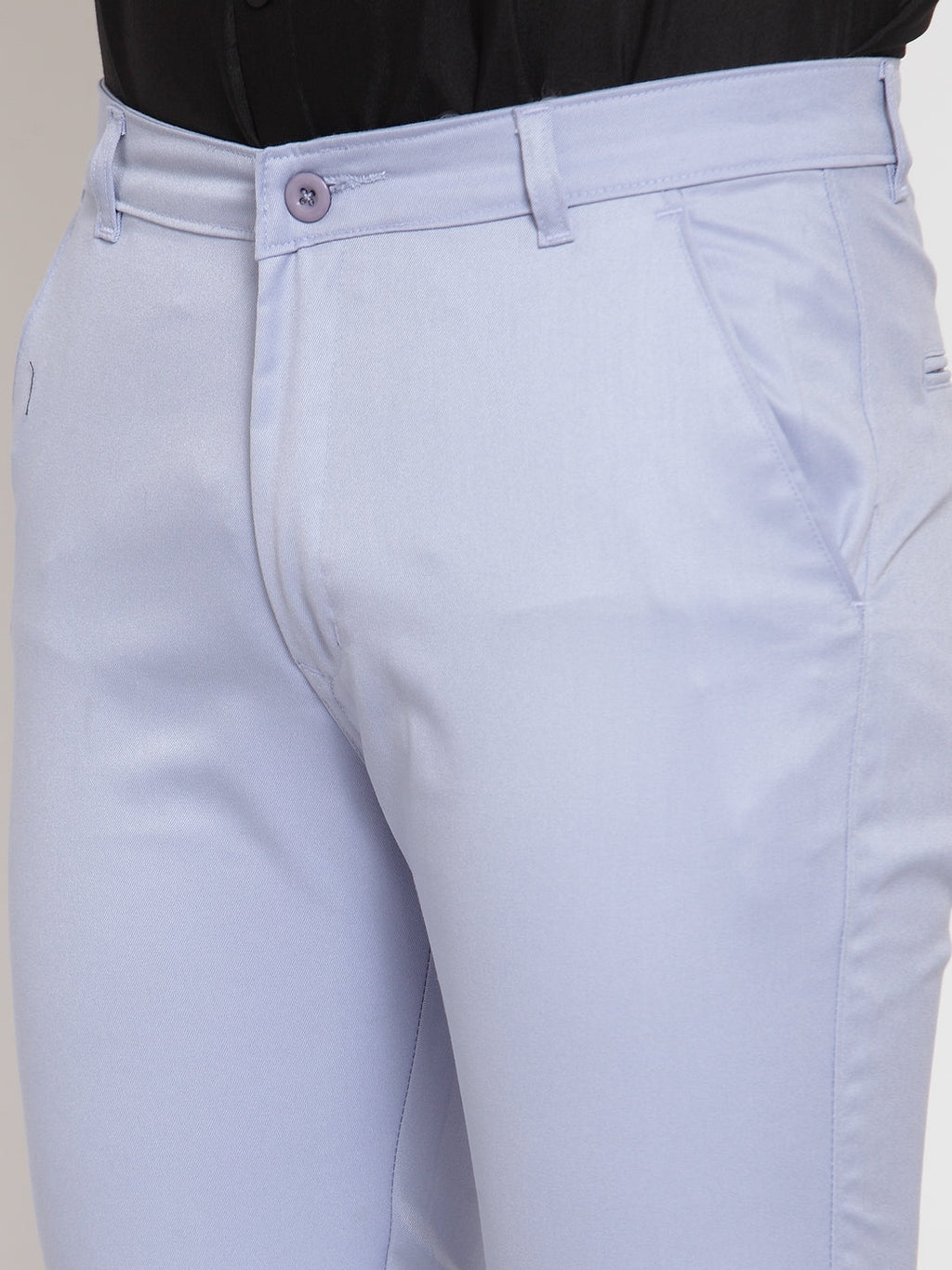 Jainish Men's Blue Tapered Fit Formal Trousers | Grocsy