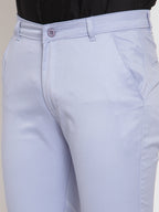 Jainish Men's Blue Tapered Fit Formal Trousers | Grocsy