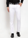 Jainish Men's White Tapered Fit Formal Trousers | Grocsy