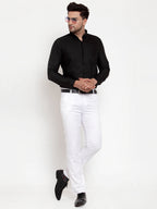 Jainish Men's White Tapered Fit Formal Trousers | Grocsy