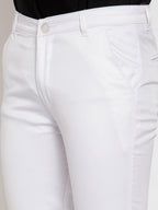 Jainish Men's White Tapered Fit Formal Trousers | Grocsy