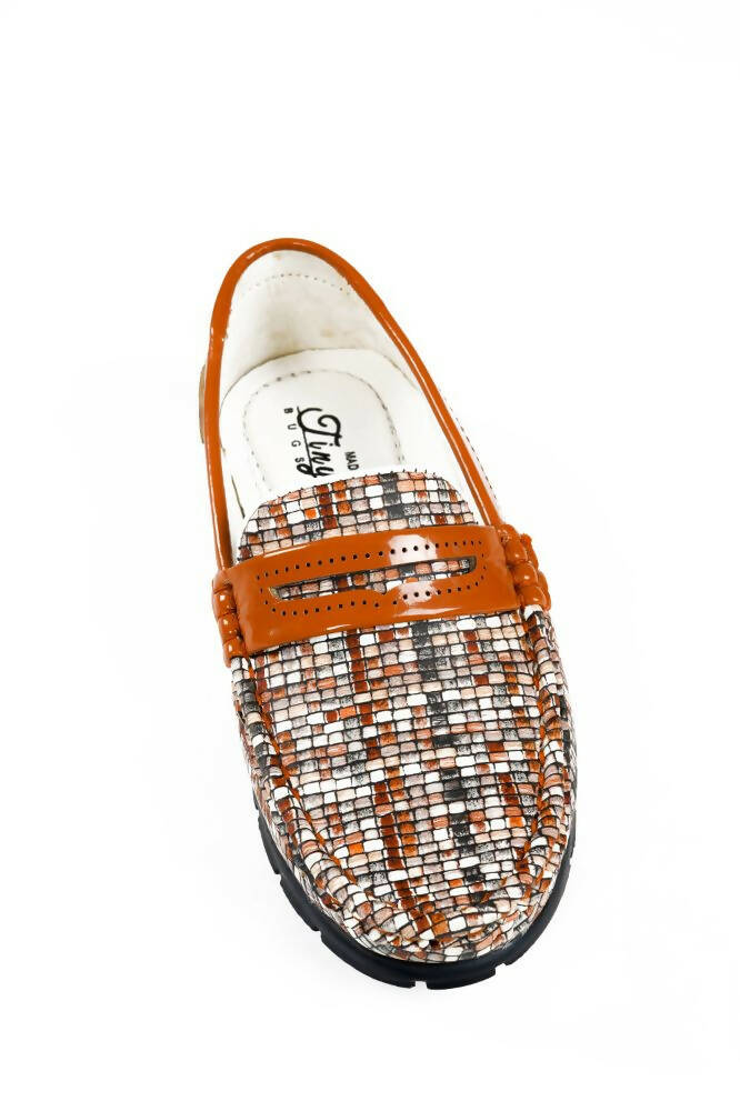 Tiny Bugs Boys Printed Slip On Loafers - Tan | Grocsy