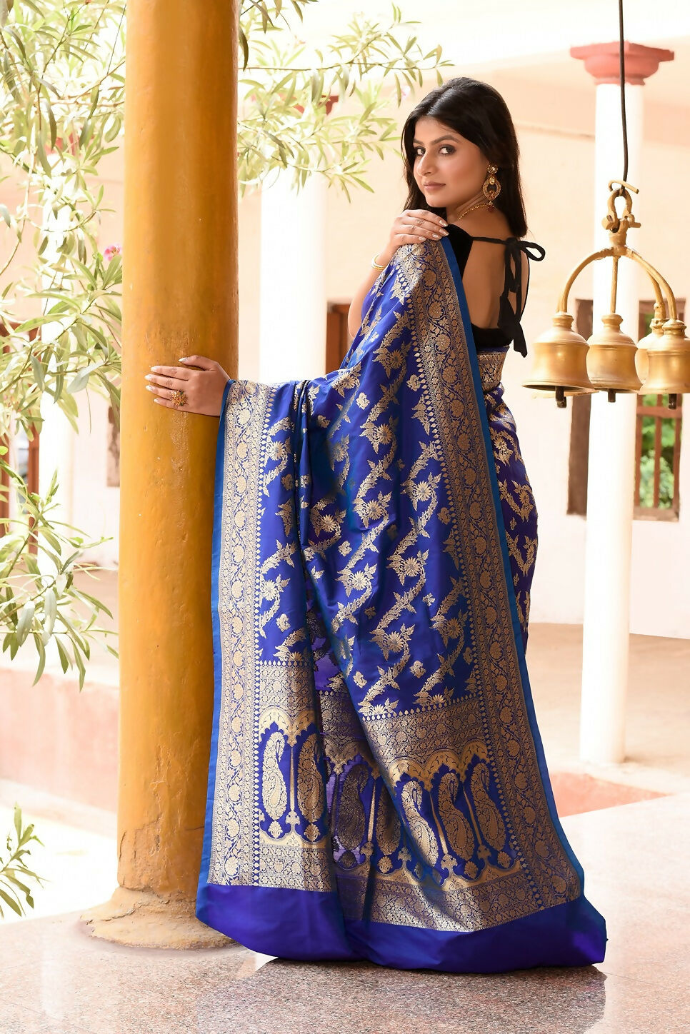 Joban Fashion Ink Blue Banarasi Soft Pure Handloom Banarasi Silk Saree | Grocsy