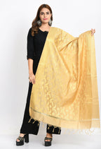 Mominos Fashion Moeza Women's Banarsi Silk Floral Woven Design Golden Dupatta | Grocsy