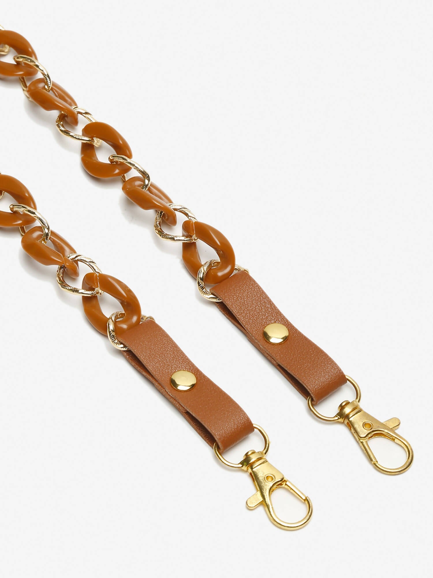 Women's Pack Of 2 Brown Gold Toned Beaded Mask Chains - Ruby Raang | Grocsy