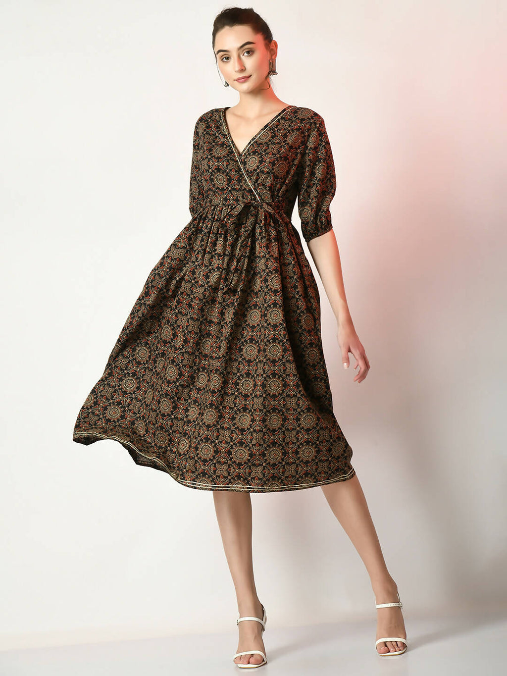 Myshka Women's Multi Empire Printed Dress | Grocsy
