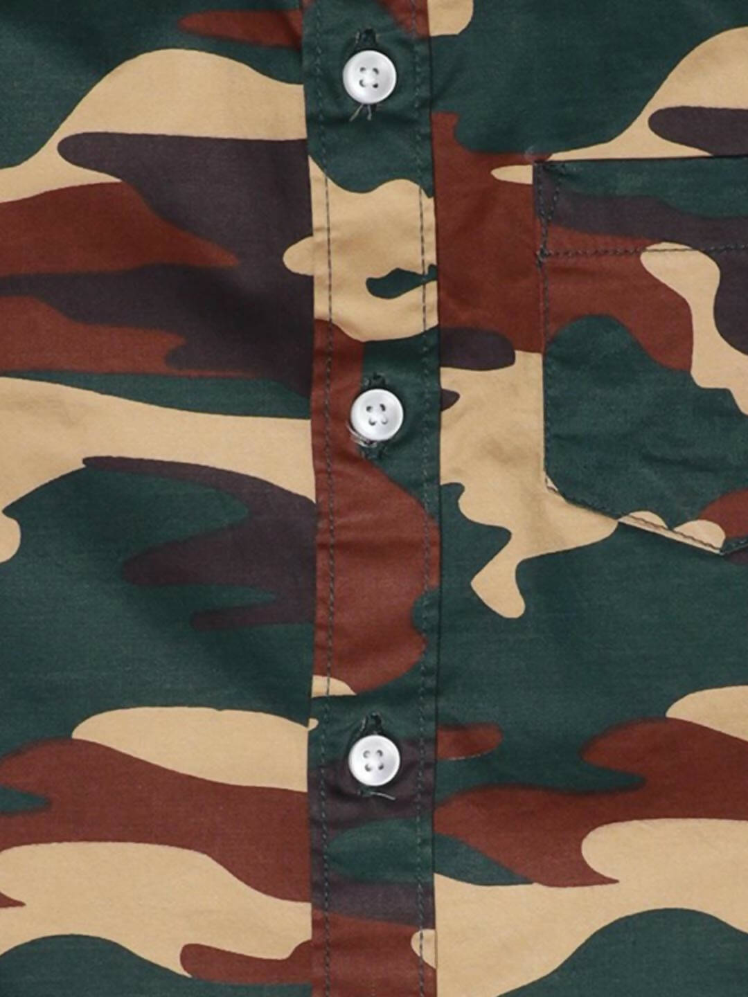 Manet Boys Full Sleeves Camouflage Printed Shirt - Green | Grocsy