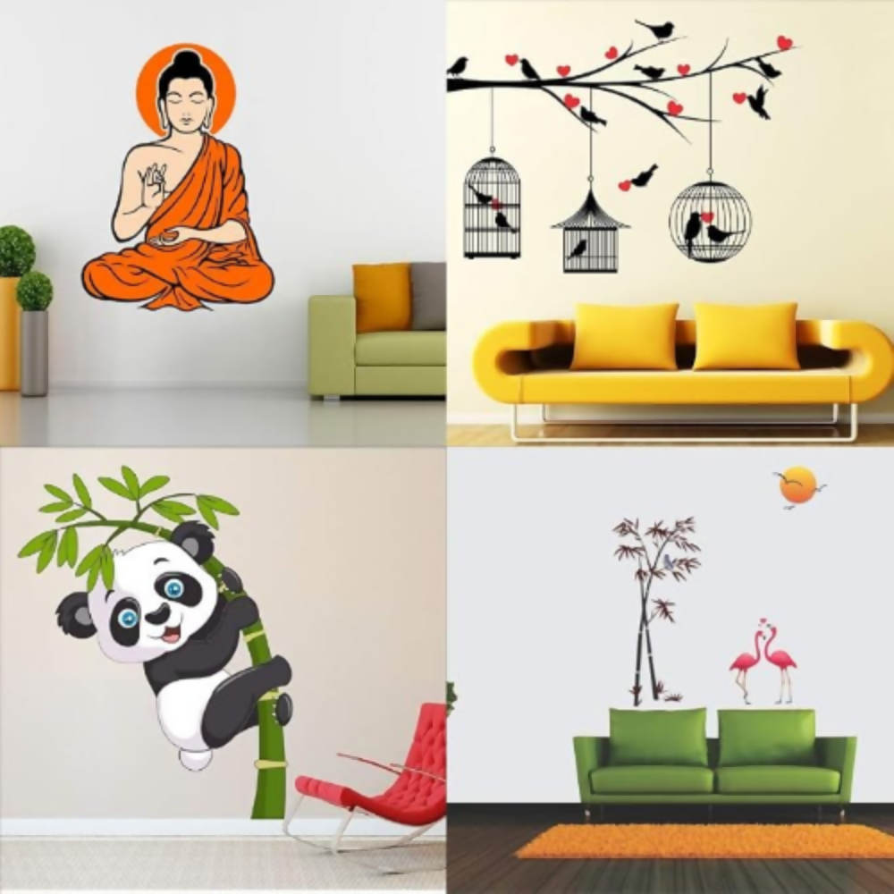 Walltech Combo of 4 Wall Sticker | Grocsy