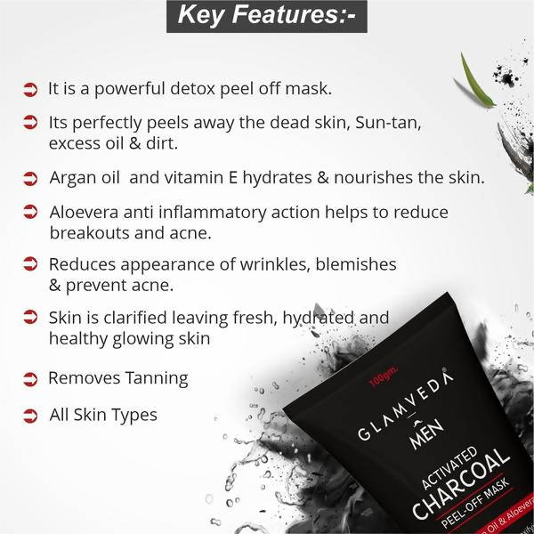 Glamveda Men Activated Charcoal Peel Off Mask | Grocsy