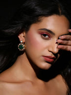 Green Gold-Polished Kundan Studs Earrings - Ruby Raang | Grocsy