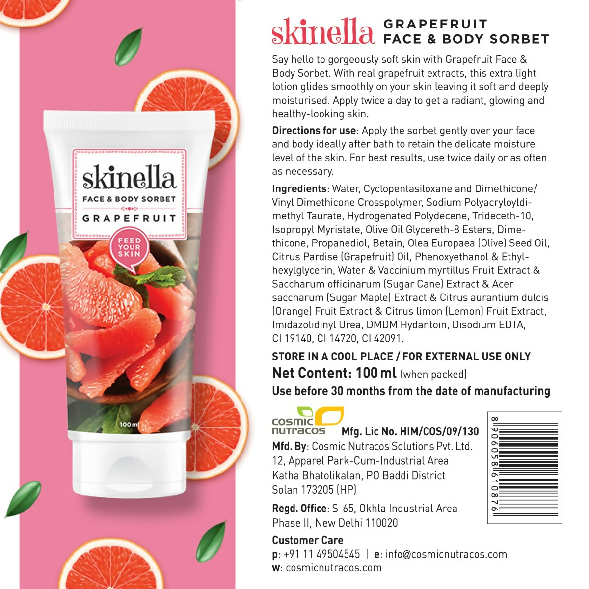 Skinella Face & Body Sorbet Grapefruit Vitamin C | Grocsy