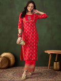 Sangria Printed Kurta With Palazzo | Grocsy
