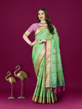 Lorenvalley Fashion Parotgreen Patola Silk Woven Design Zari Meenakari Weaving Saree | Grocsy