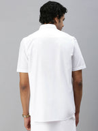 Ramraj Cotton Mens Half Sleeve Formal 100 % Cotton White Shirt | Grocsy