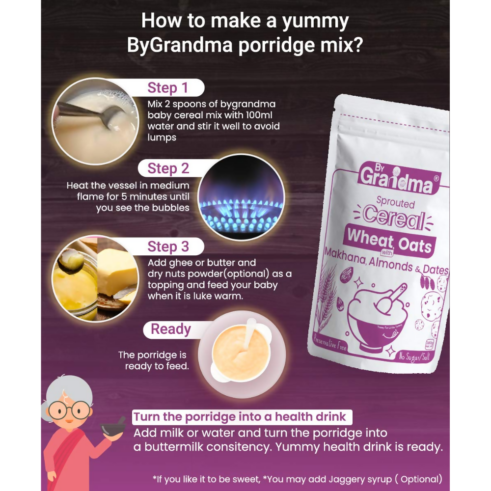 By Grandma Sprouted Cereal Mix - Sprouted Wheat, Dates and Almond | Grocsy
