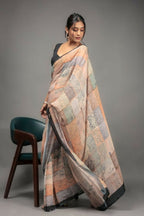 Orange Georgette Designer Printed Party Wear Saree - Cinderella | Grocsy