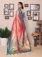 Aastha Fashion Pink Tissue Silk Weaving Saree | Grocsy