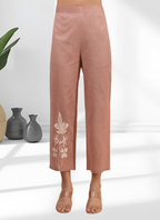 Joban Fashion Powder Pink Cotton, Linen Embroidered Readymade Cord Set | Grocsy