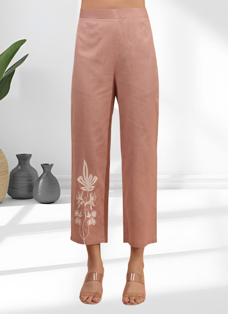 Joban Fashion Powder Pink Cotton, Linen Embroidered Readymade Cord Set | Grocsy