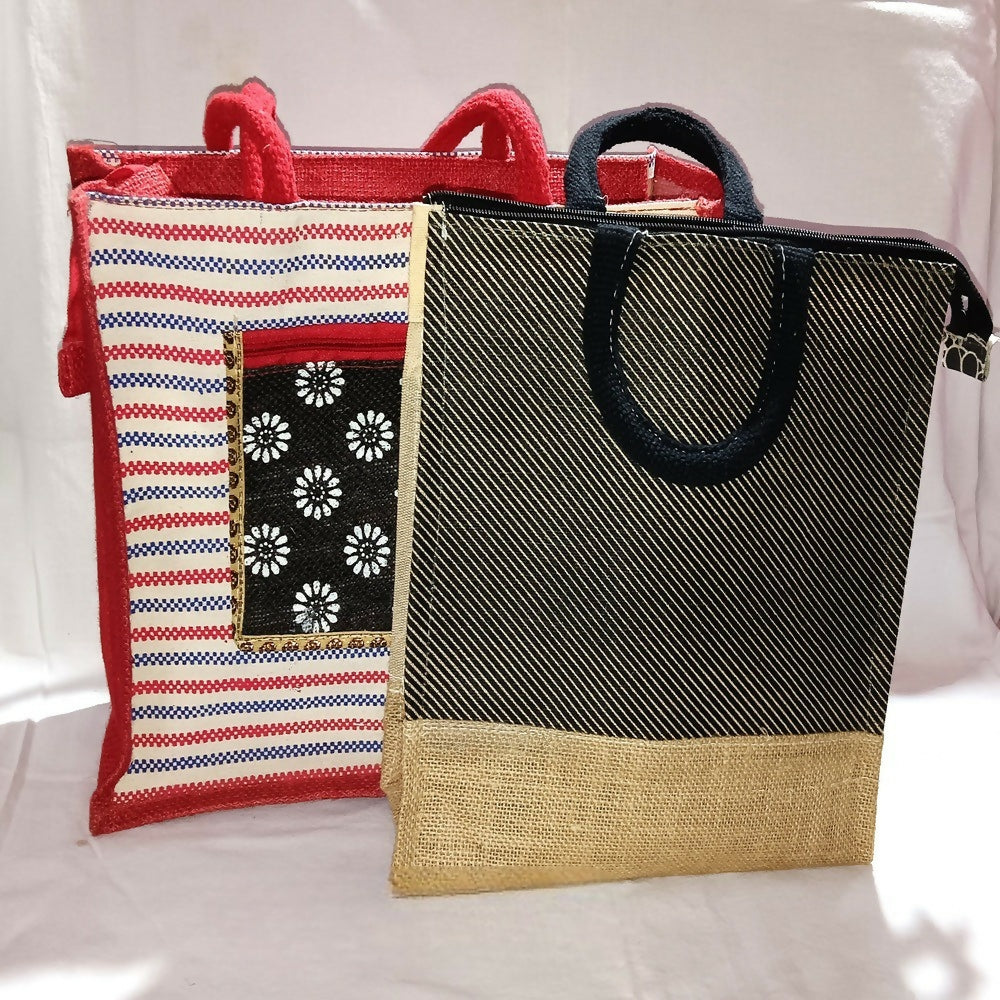Jute Ladies Fashion Bags Combo - Big & Small | Grocsy