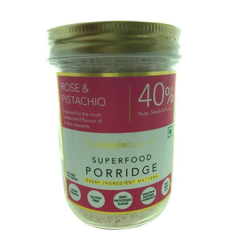 Thenibblebox Rose & Pistachio Almond flour Superfood Porridge Instant Breakfast Mix | Grocsy