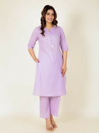 Aramya A-line Soft Cotton Solid Women's Kurta - Pink | Grocsy