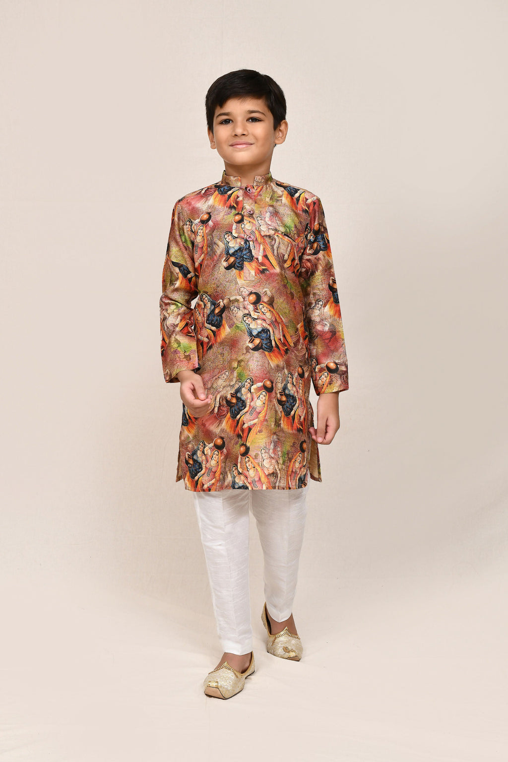 Joban Fashion Silk Dark Beige Kurta With Straight Fit Pant | Grocsy