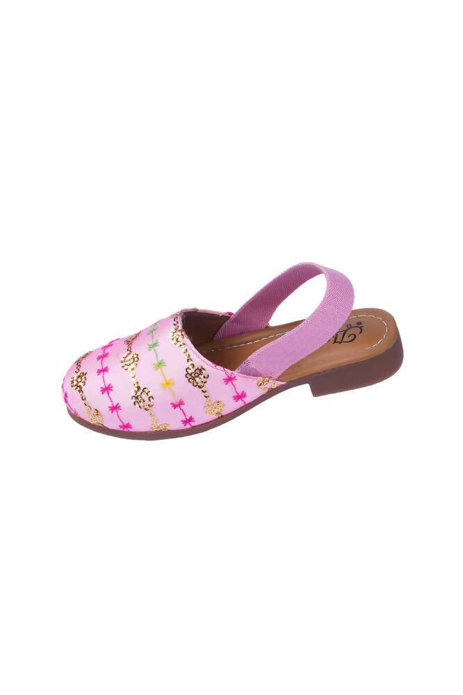 Tiny Bugs Girls Embroidered Strap Ethnic Jutis-Pink | Grocsy