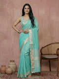 Shree Shyam Fashion Turquoise Cotton Saree | Grocsy
