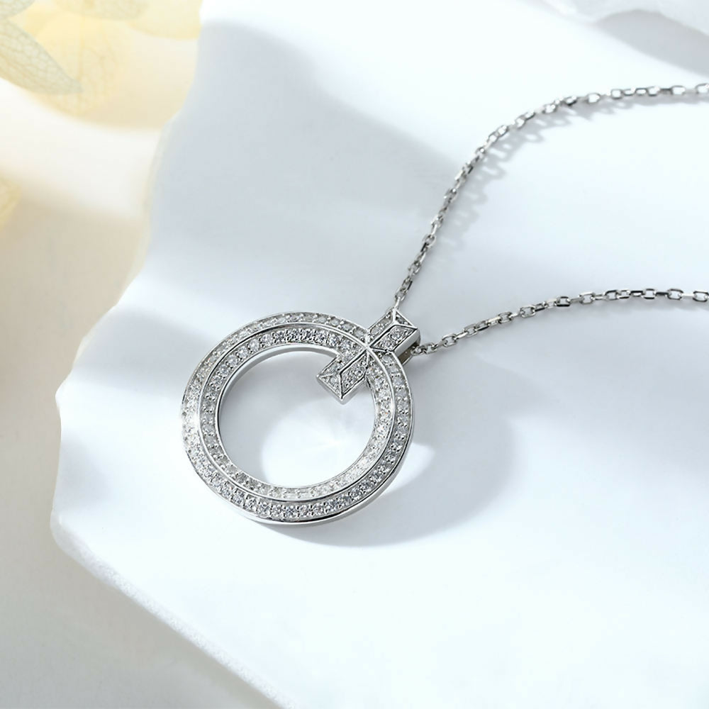 Cauer Elegant 14K White Gold Plated Moissanite Pendant Necklace | Grocsy