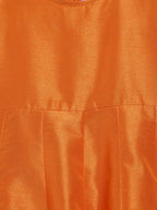 Ahalyaa Orange Poly Silk Anarkali Kids Kurta With Dupatta Set For Girls | Grocsy