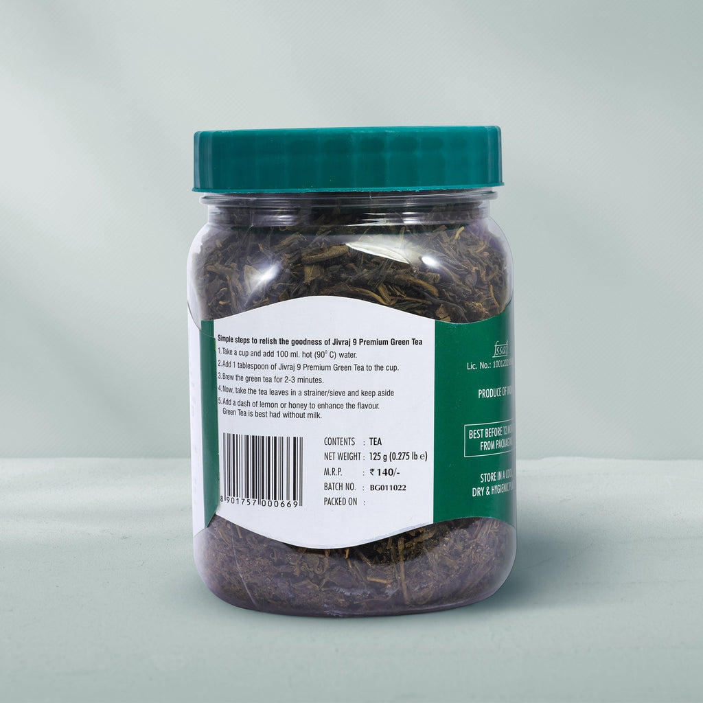 jivraj9 Tea Premium Green Tea Jar | Grocsy