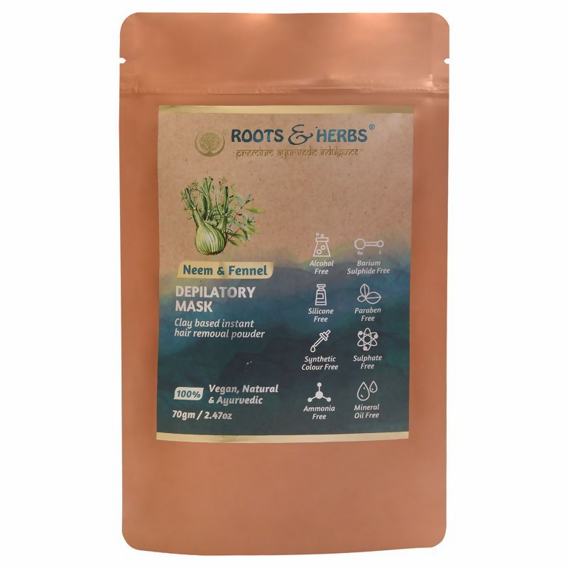 Roots and Herbs Neem and Fennel Depilatory Ubtan for Hair Removal | Grocsy