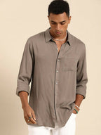 Grey Men Rayon Classic Opaque Casual Shirt - Mahotsav | Grocsy