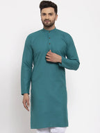 Jompers Men's Green & White Solid Kurta Only | Grocsy