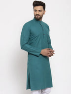 Jompers Men's Green & White Solid Kurta Only | Grocsy