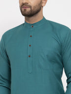 Jompers Men's Green & White Solid Kurta Only | Grocsy