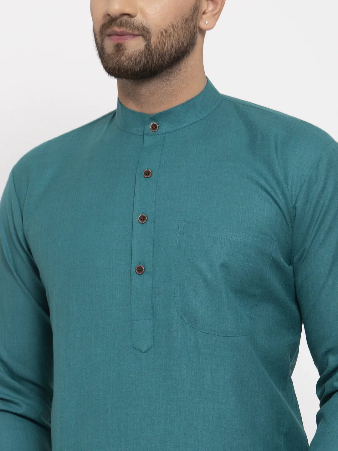 Jompers Men's Green & White Solid Kurta Only | Grocsy